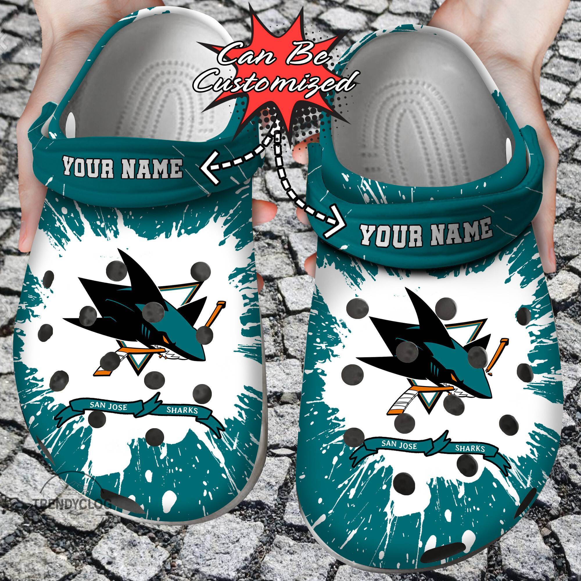 Hockey NHL Crocss Personalized SJ Sharks Team NHL Clog Shoes