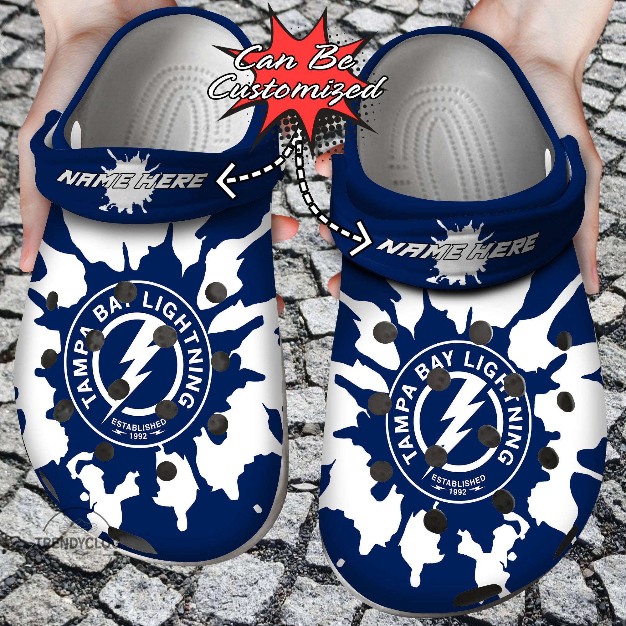 Hockey NHL Crocss Personalized TB Lightning Color Splash NHL Clog Shoes