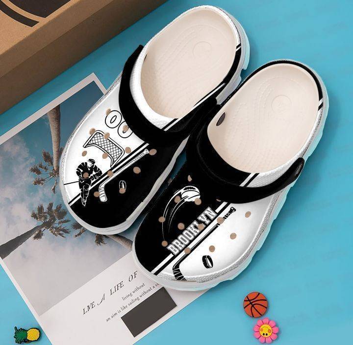 Hockey Personalized Black And White NHL Clog NHL Crocss Shoes