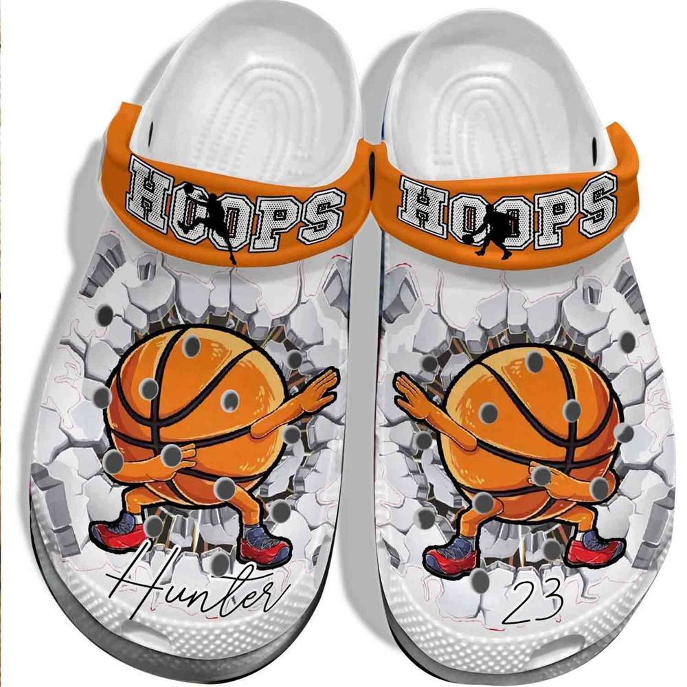 Hoops Basketball Ball Custom Name Gift For Lover Rubber clog Crocss Shoes