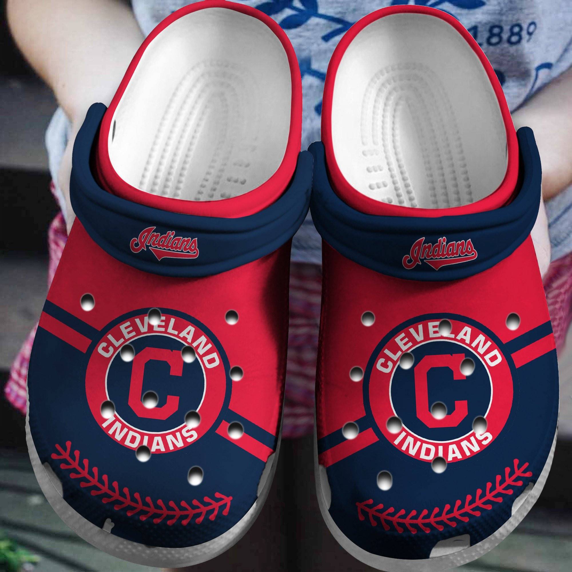 Hot Mlb Team Cleveland Guardians Red – Navy Crocss Clog Shoesshoes