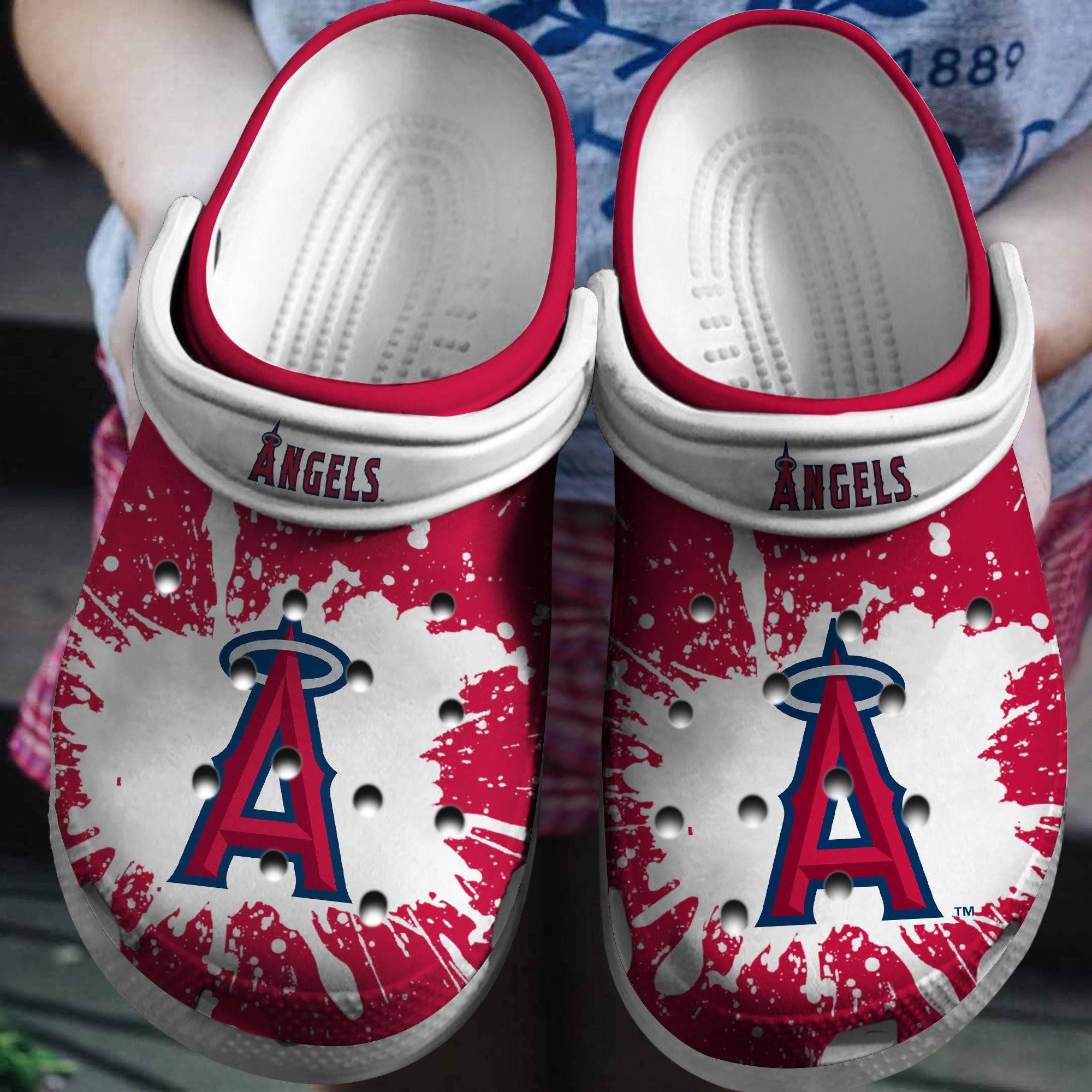 Hot Mlb Team Los Angeles Angels White – Red Crocss Clog Shoesshoes