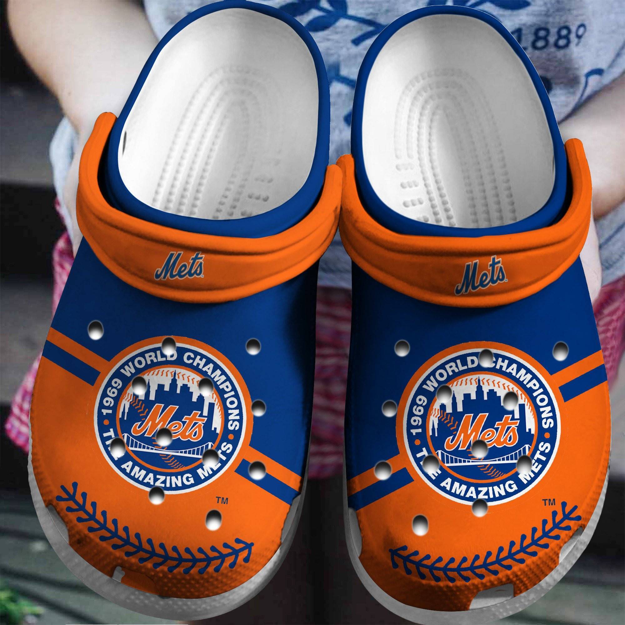 Hot Mlb Team New York Mets Orange – Blue Crocss Clog Shoesshoes