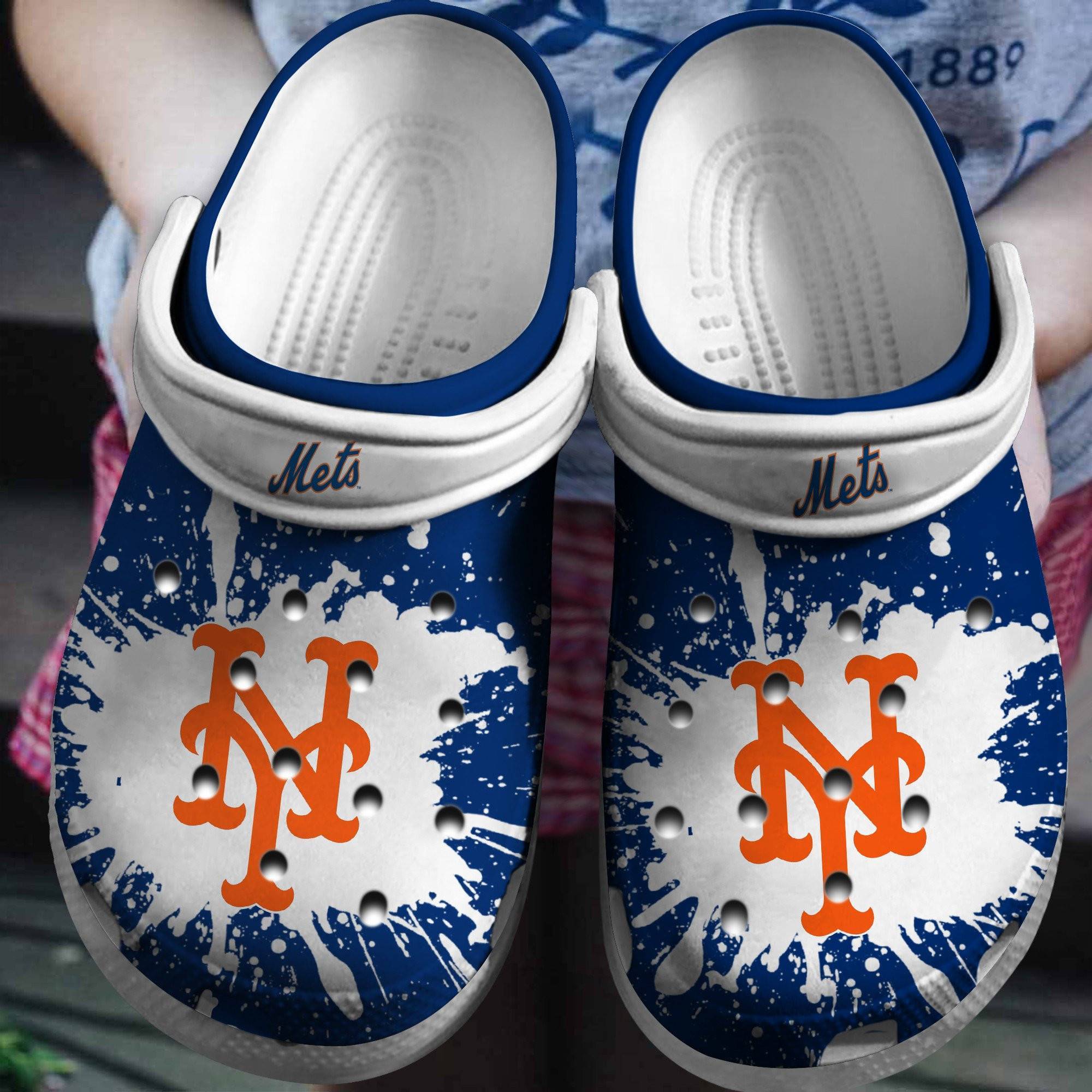 Hot Mlb Team New York Mets White – Blue Crocss Clog Shoesshoes