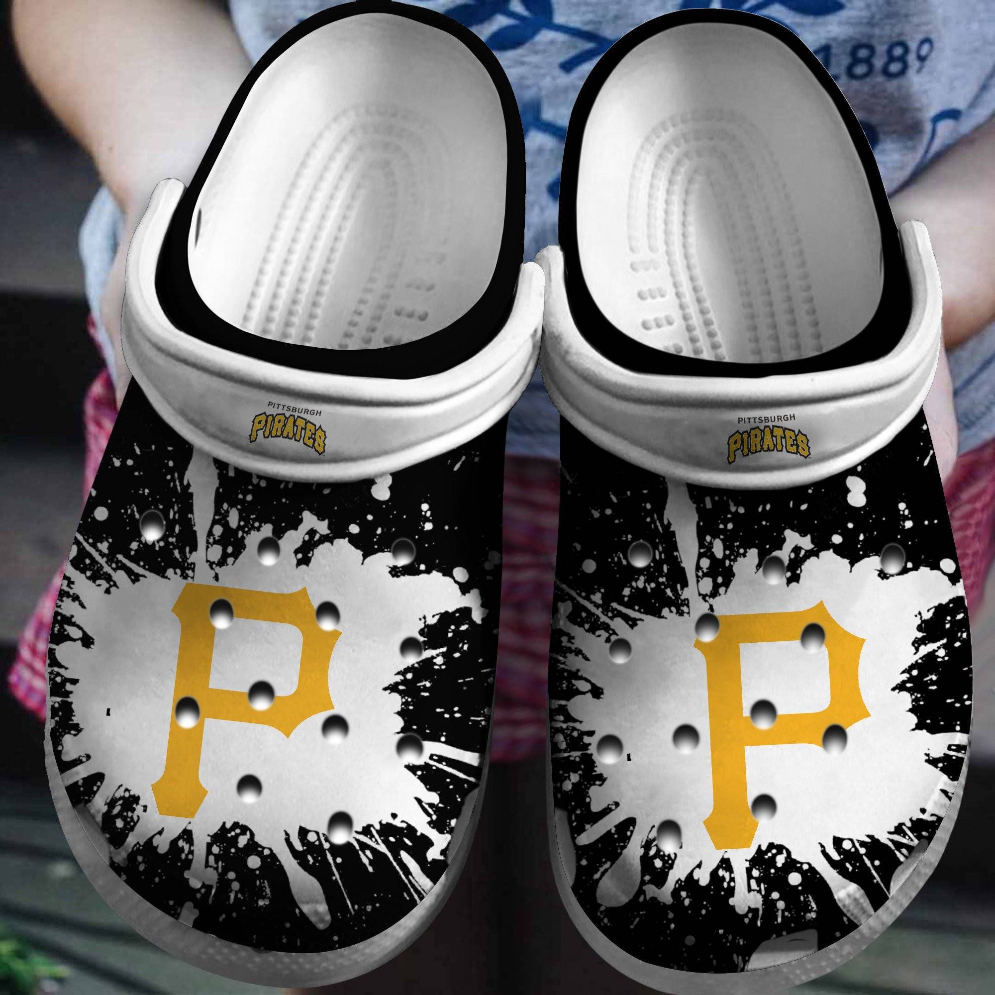 Hot Mlb Team Pittsburgh Pirates Black – White Crocss Clog Shoesshoes