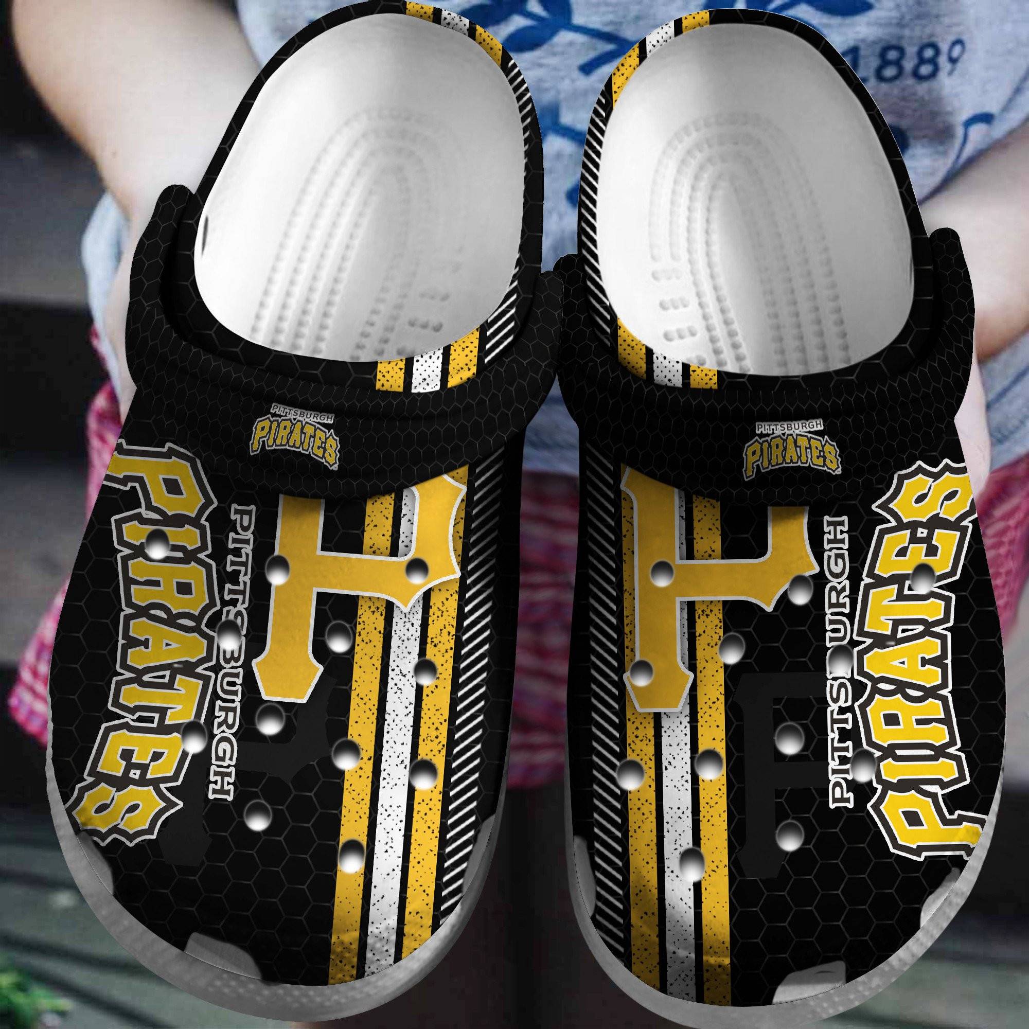 Hot Mlb Team Pittsburgh Pirates Black – Yellow Crocss Clog Shoesshoes