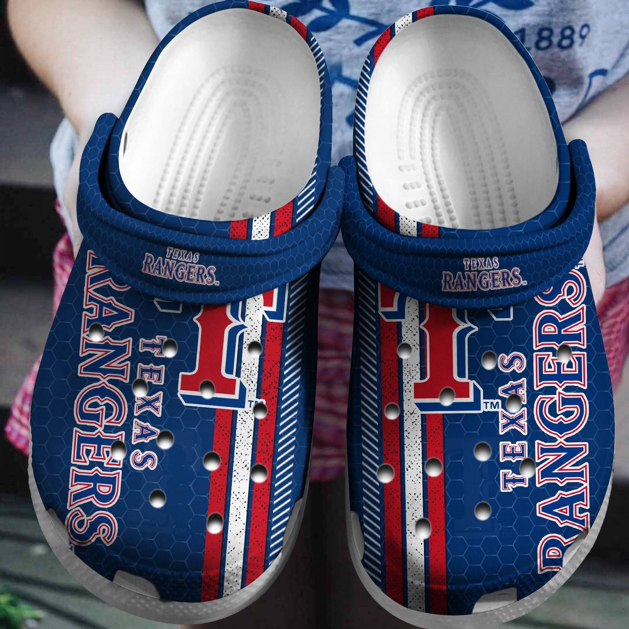Hot Mlb Team Texas Rangers Blue Crocss Clog Shoesshoes
