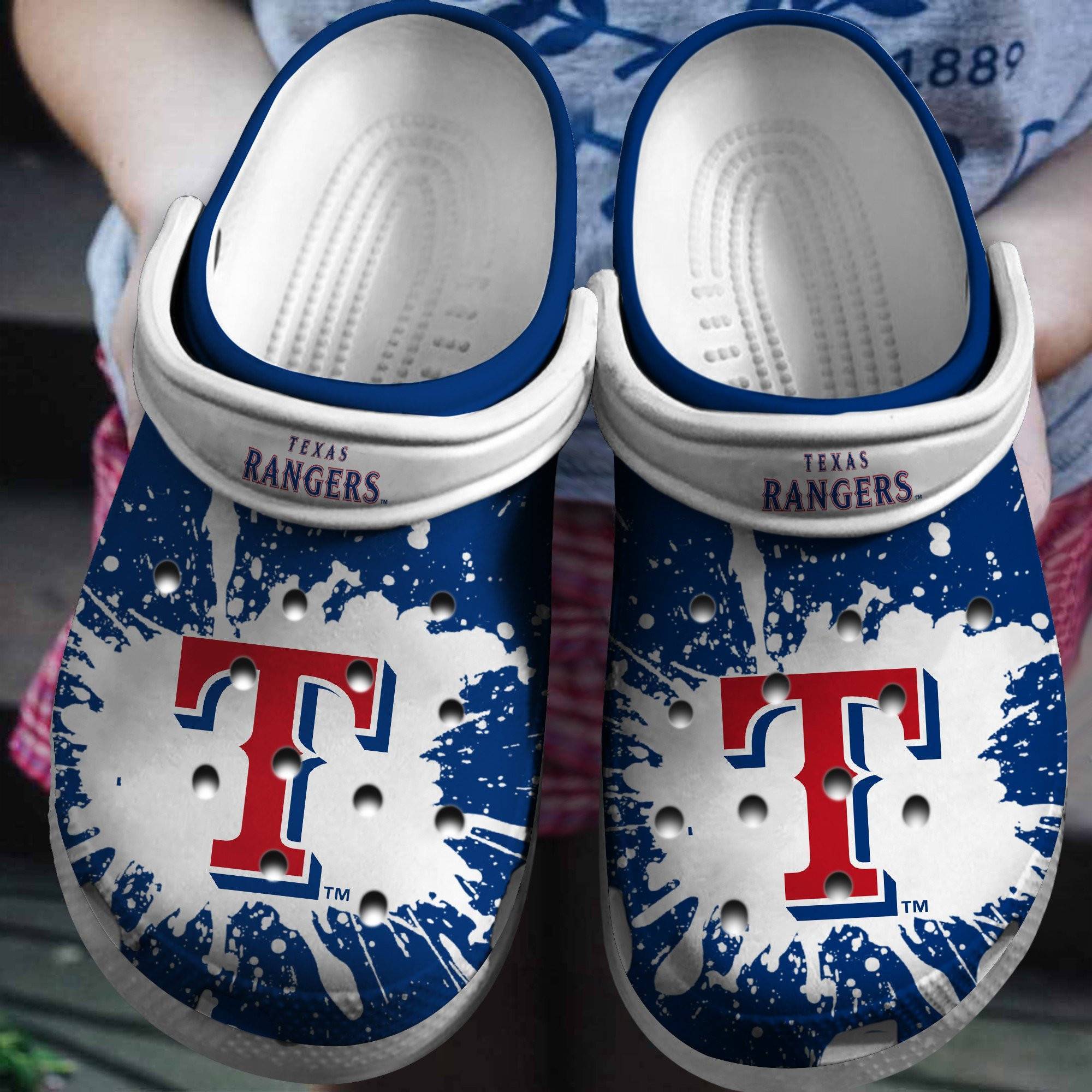 Hot Mlb Team Texas Rangers Blue – White Crocss Clog Shoesshoes