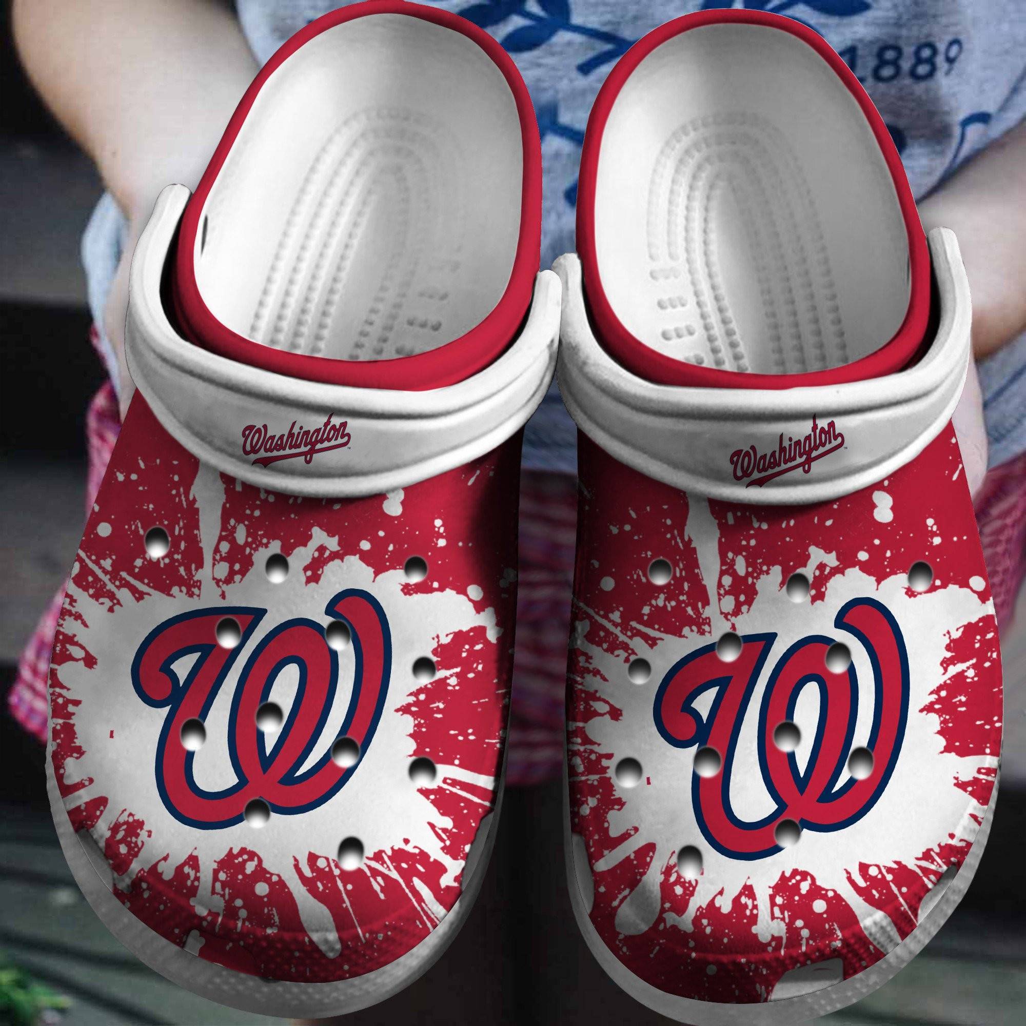 Hot Mlb Team Washington Nationals Red – White Crocss Clog Shoesshoes