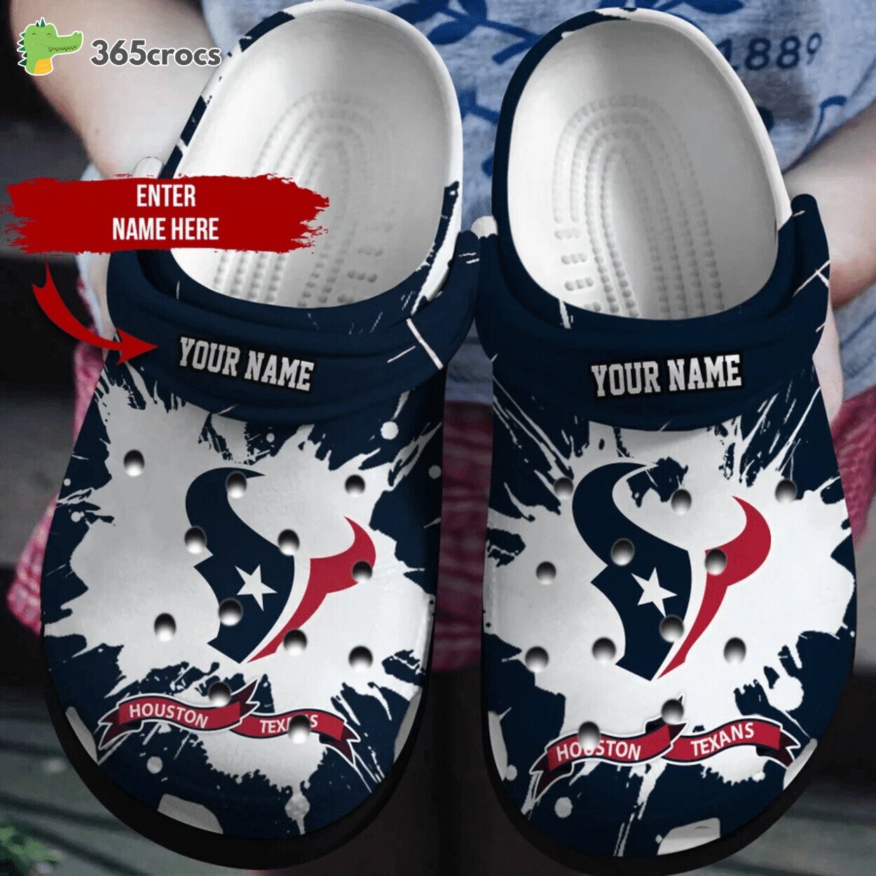 Houston Texans Football Fandom Expressed Custom Name Clog Shoes