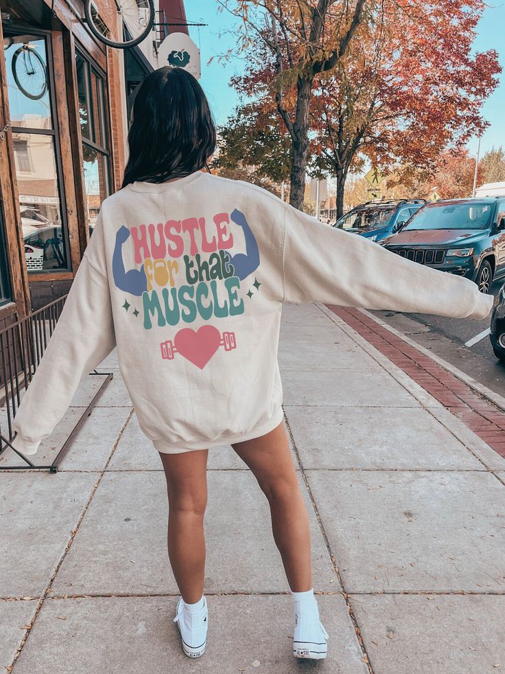 Hustle for that Muscle Sweatshirt, Cute Unisex Workout Apparel, Gift for Gym Lovers, Crossfit Gift, Pump Cover, Spring