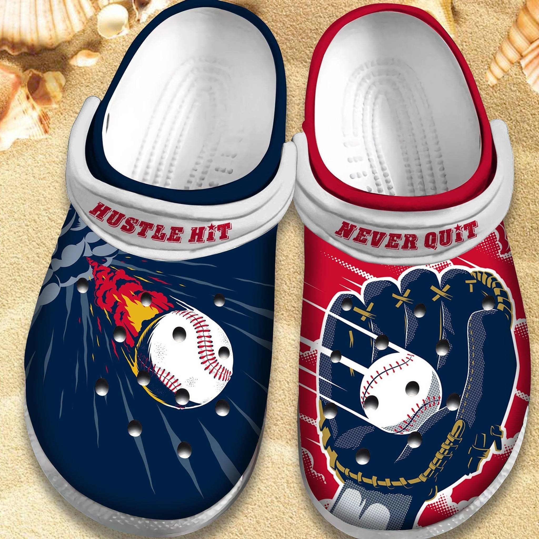 Hustle Hit Never Quit Baseball Crocss Shoes Clogs Gift For Birthday