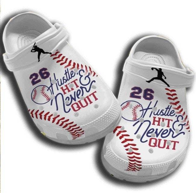 Hustle Hit Never Quit Shoes For Batter Girl, Baseball Clog Shoess Clogs