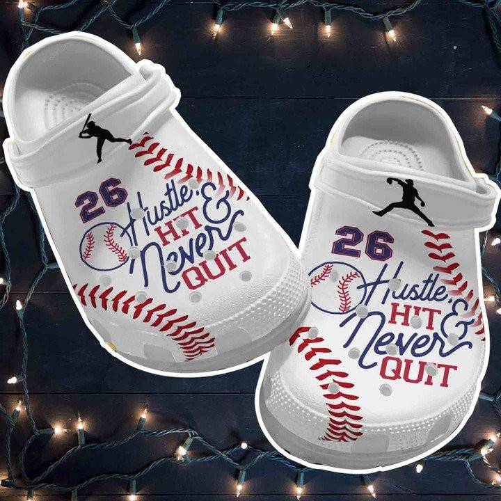 Hustle Hit Never Quit Shoes For Batter Girl Baseball Crocss Clogs Baseball