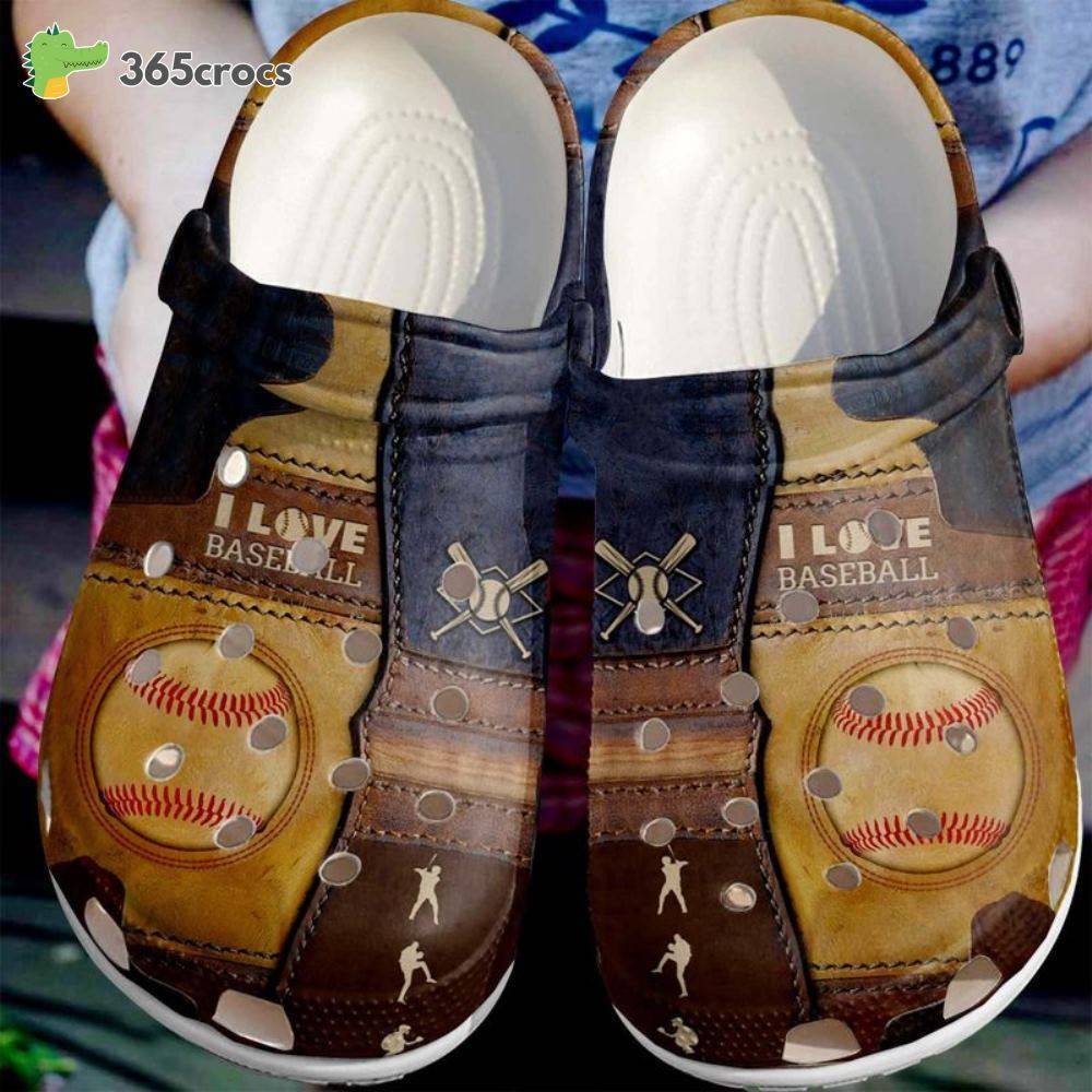 I Love Baseball Leather Printed Baseball Ball Baseball Lovers Crocss Clog Shoes