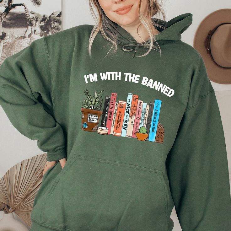 I’m With The Banned Sweatshirt, Bookish Banned Books Hoodie For Bookworms Banned Books Week Gift, Book Lover Hoodie For Book Nerds, Hoodie