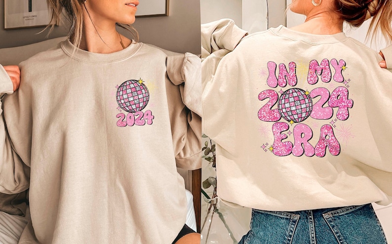 In My 2024 Era Sweatshirt, Retro New Years Hoodie, Disco Ball Sweatshirt, Sequin New Years Sweatshirt, 2024 Women’s Sweaters, New Years Gift