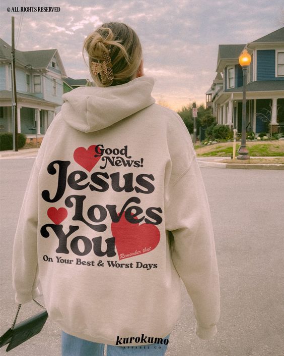 Jesus Loves You Christian Mental Health Hoodie Preppy Faith Sweatshirt Y2K Christian Clothes Gift for Catholic Spread Kindness Indie Sweater