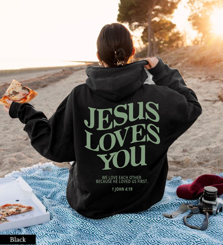 Jesus Loves You Jesus Hoodie Jesus Sweatshirt Christian Hoodie Christian Sweatshirt Trendy Hoodie Bible Verse Shirt Christian BLACK