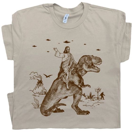 Jesus Riding Dinosaur T Shirt UFO T … fashionstation