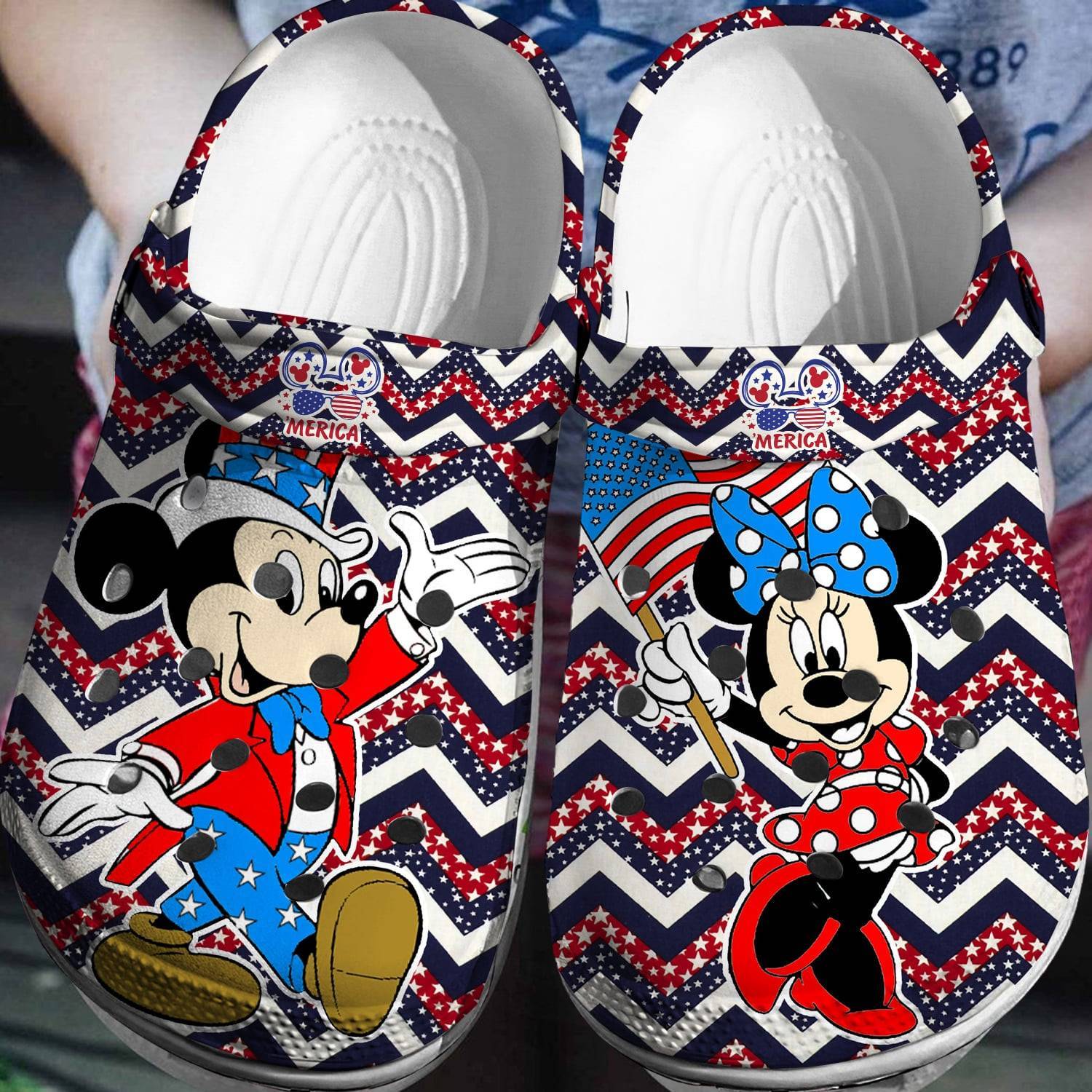 July 4th Mickey Minnie Crocss 3D Clog Shoes