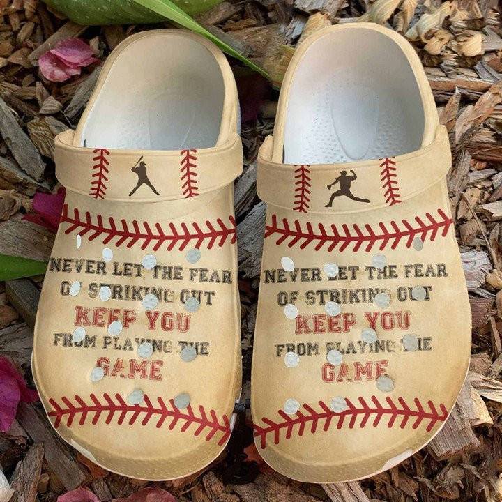 Keep You Game Crocss Shoes Funny Baseball Clogs For Men Women Baseball