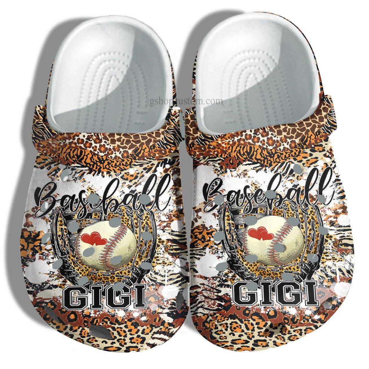 Leopard Skin Baseball Gigi Crocss Shoes Gift For Grandma – Baseball Grandma Crocss Shoes Croc Clogs Mother Day