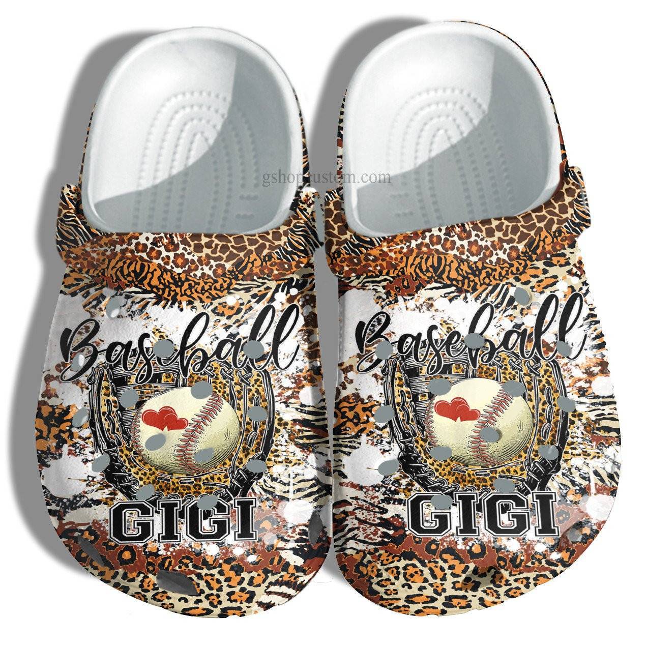 Leopard Skin Baseball Gigi Crocss Shoes Gift For Grandma – Baseball Grandma Shoes Croc Clogs Mother Day