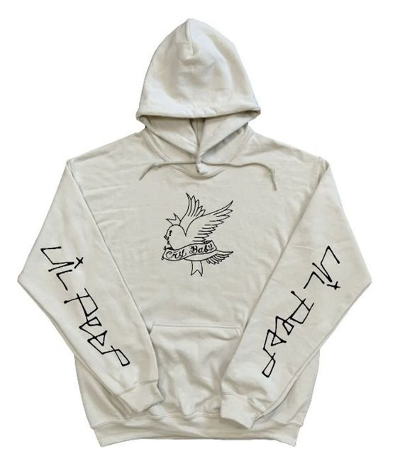 Lil Peep Hoodie Cry Baby Twitter Bird Sand Colored – Hawkerstrading Store