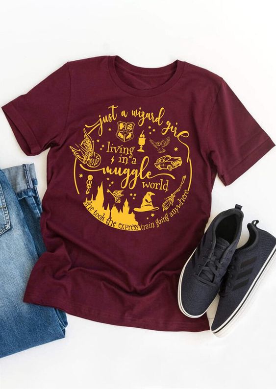 Living In A Muggle World Burgundy Shirt