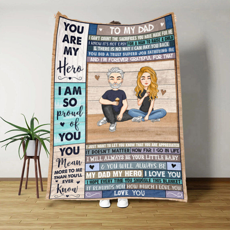 Love Letter Blanket Creative Gift to Dad “I Am So Proud Of You”, Gift for Dad, Fathers Day Gift