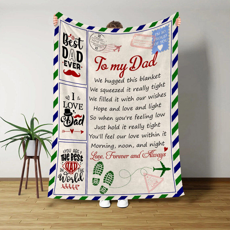 Love Letter Blanket Cute Present to Dad “We Hugged This Blanket”, Gift for Dad, Fathers Day Gift