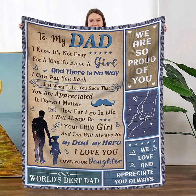 Love Letter Blanket Warm Gift to Dad “We Love And Appreciate You Always”, Gift for Fathers Day