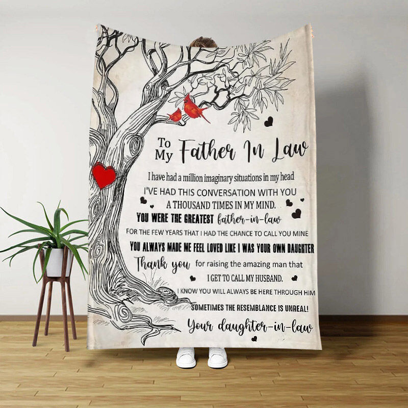 Love Letter Blanket with Birds Pattern Cherished Gift for Father “You Were The Greatest”, Gift for Father in Law, Fathers Day Gift