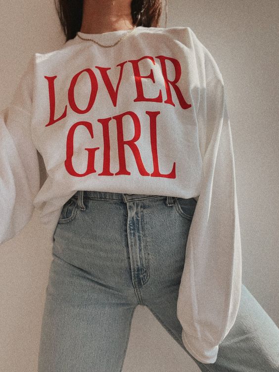 Lover Girl Crewneck, Aesthetic trendy valentines sweatshirt, vday sweatshirt, White