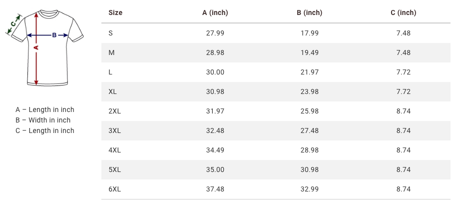 Size Chart - Emprints Store