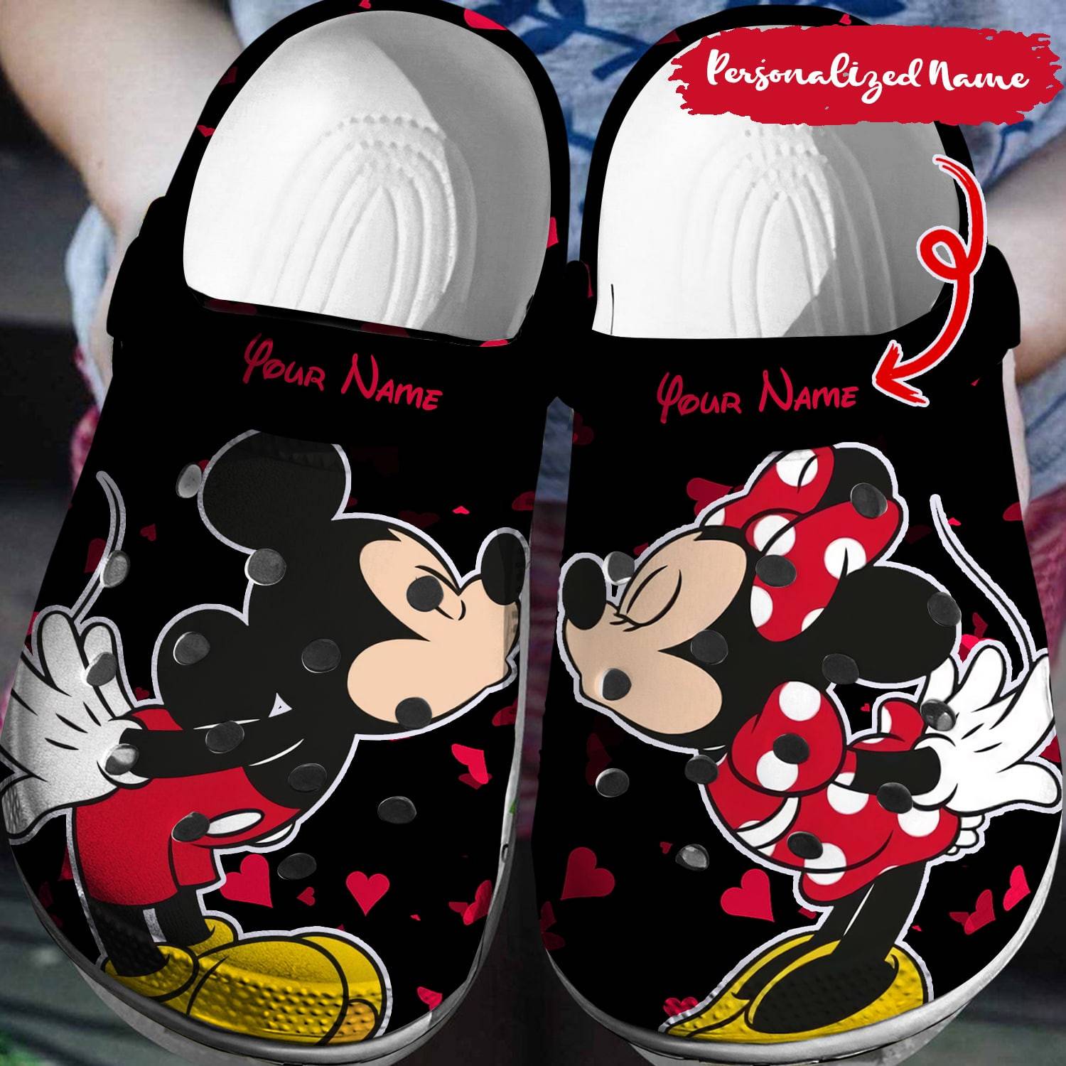 Made with Your Personal Flair: Personalized Mickey Minnie Crocss 3D Clog Shoes