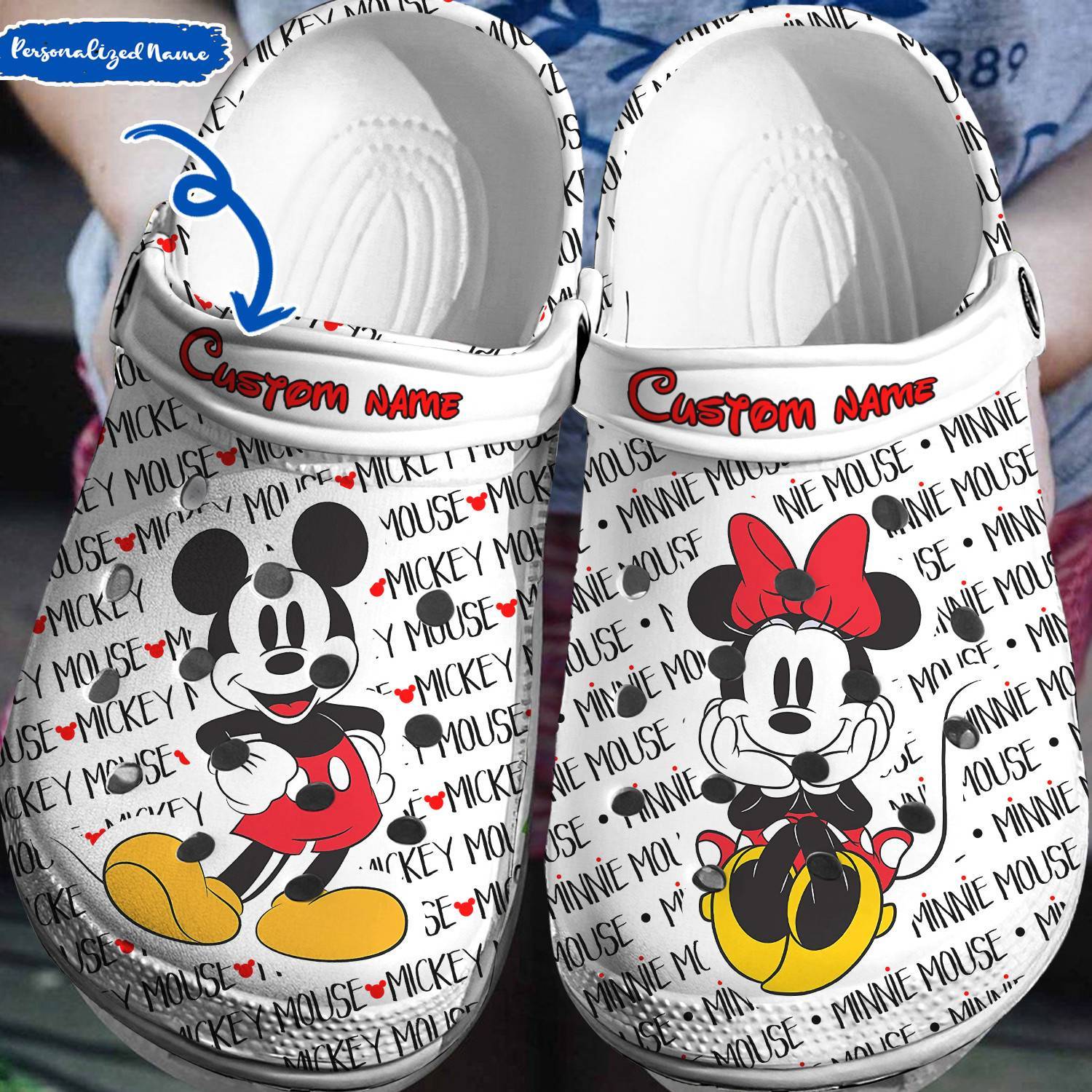 Made with Your Personal Touch: Personalized Mickey Minnie Crocss 3D Clog Shoes