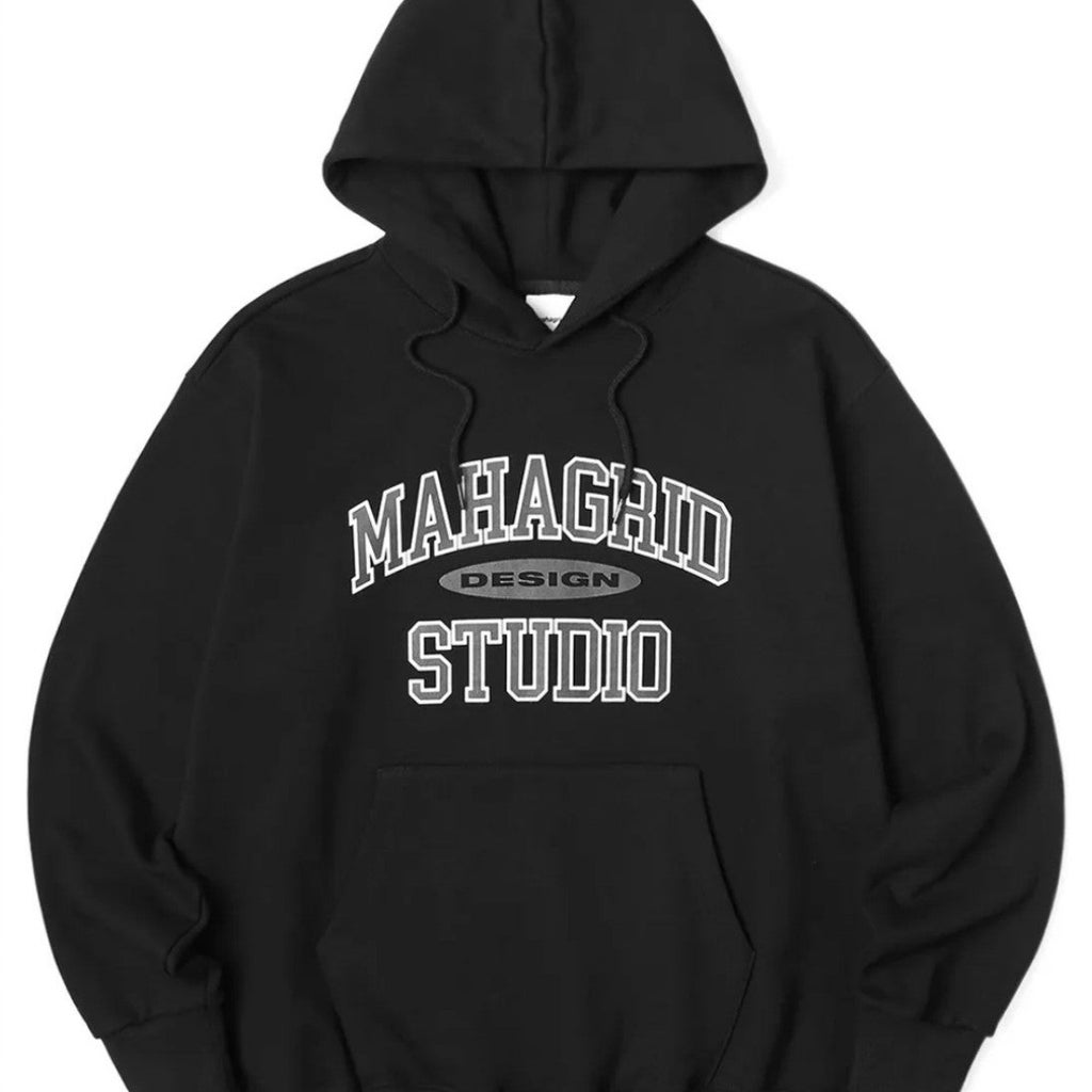 mahagrid college logo hoodie in black