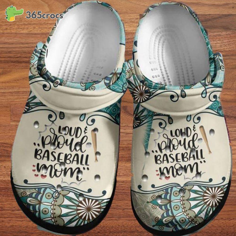 Mandala Paisley Pattern Loud Proud Baseball Mom Croc Baseball Lovers Crocss Clog Shoes