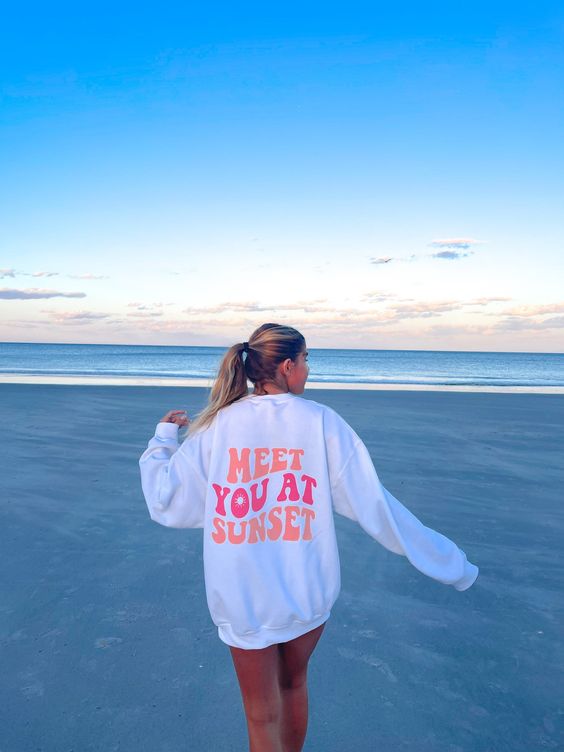 Meet You At Sunset Crewneck, Trendy Crewneck, Oversized Crewneck, Gift for Her, Aesthetic Sweatshirt