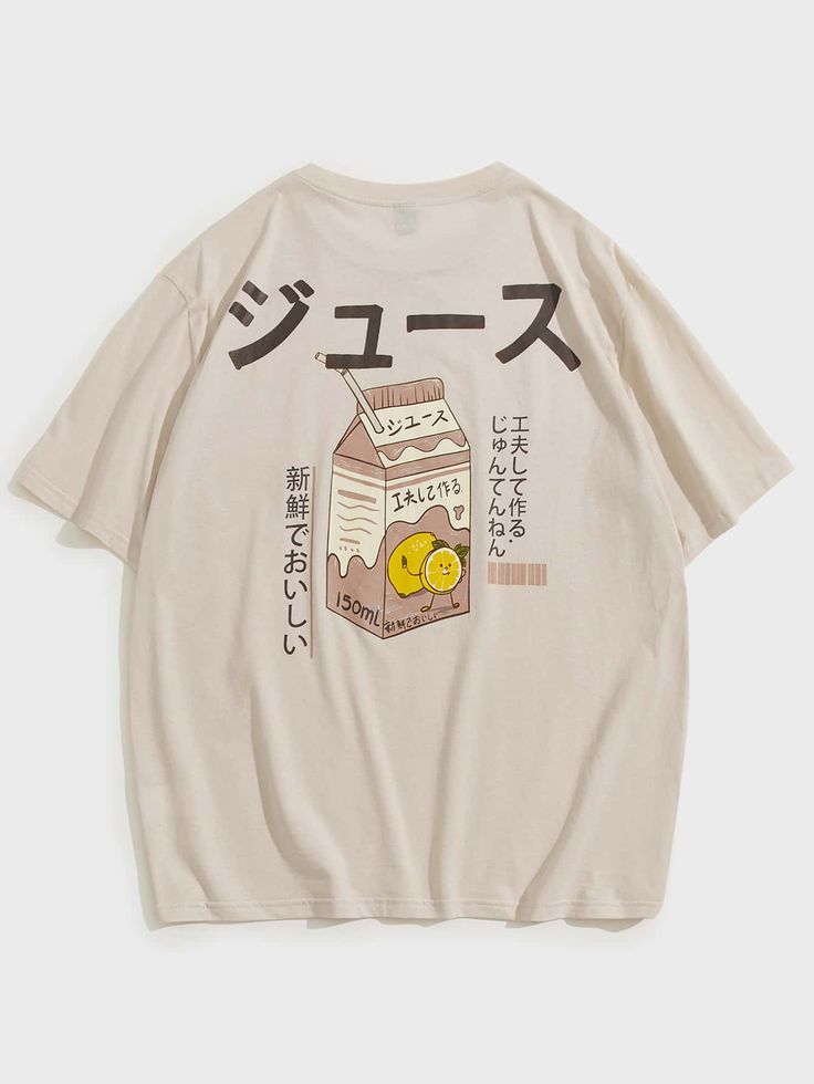 Men Cotton Japanese Letter & Ca …