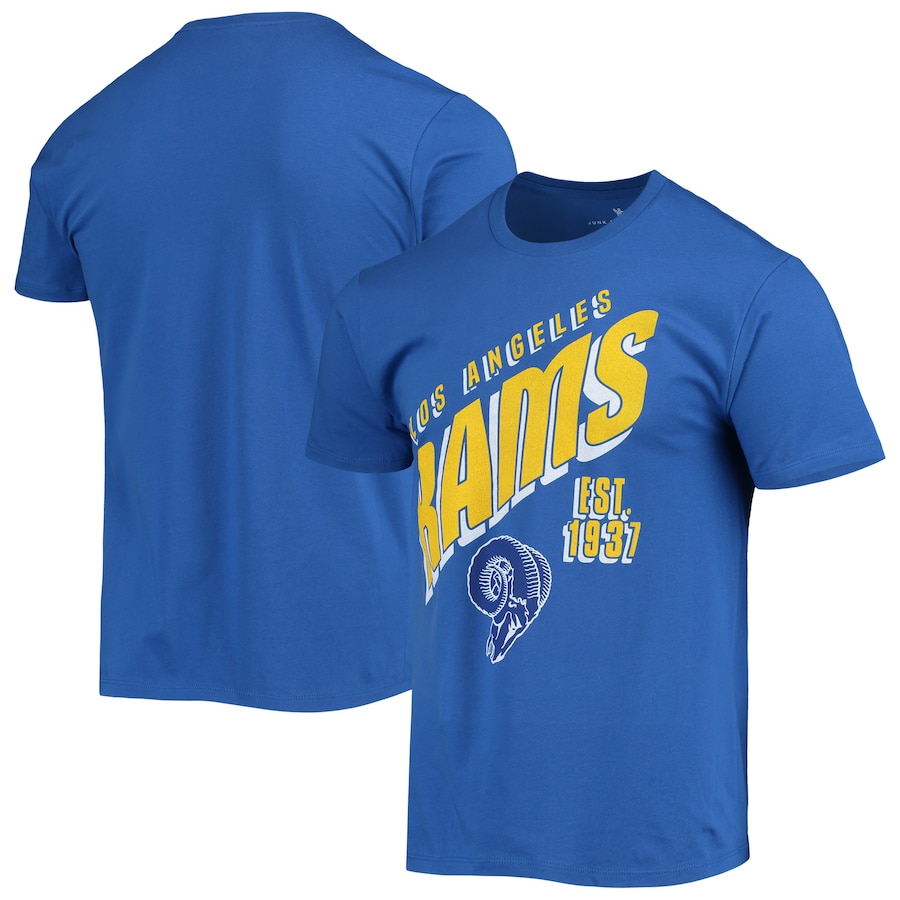 Men’s Junk Food Royal Los Angeles Rams Slant T-Shirt