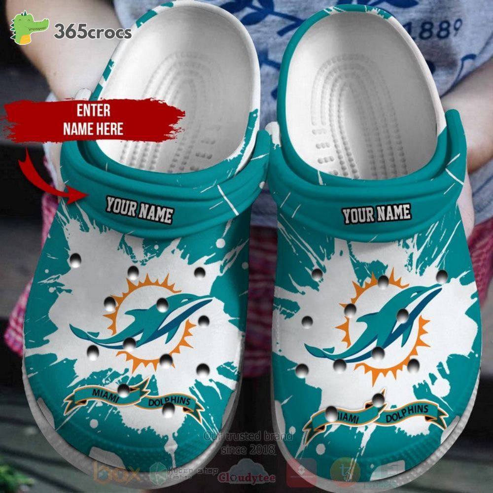 Miami Dolphins Nfl Custom Name Crocss Clog Shoes
