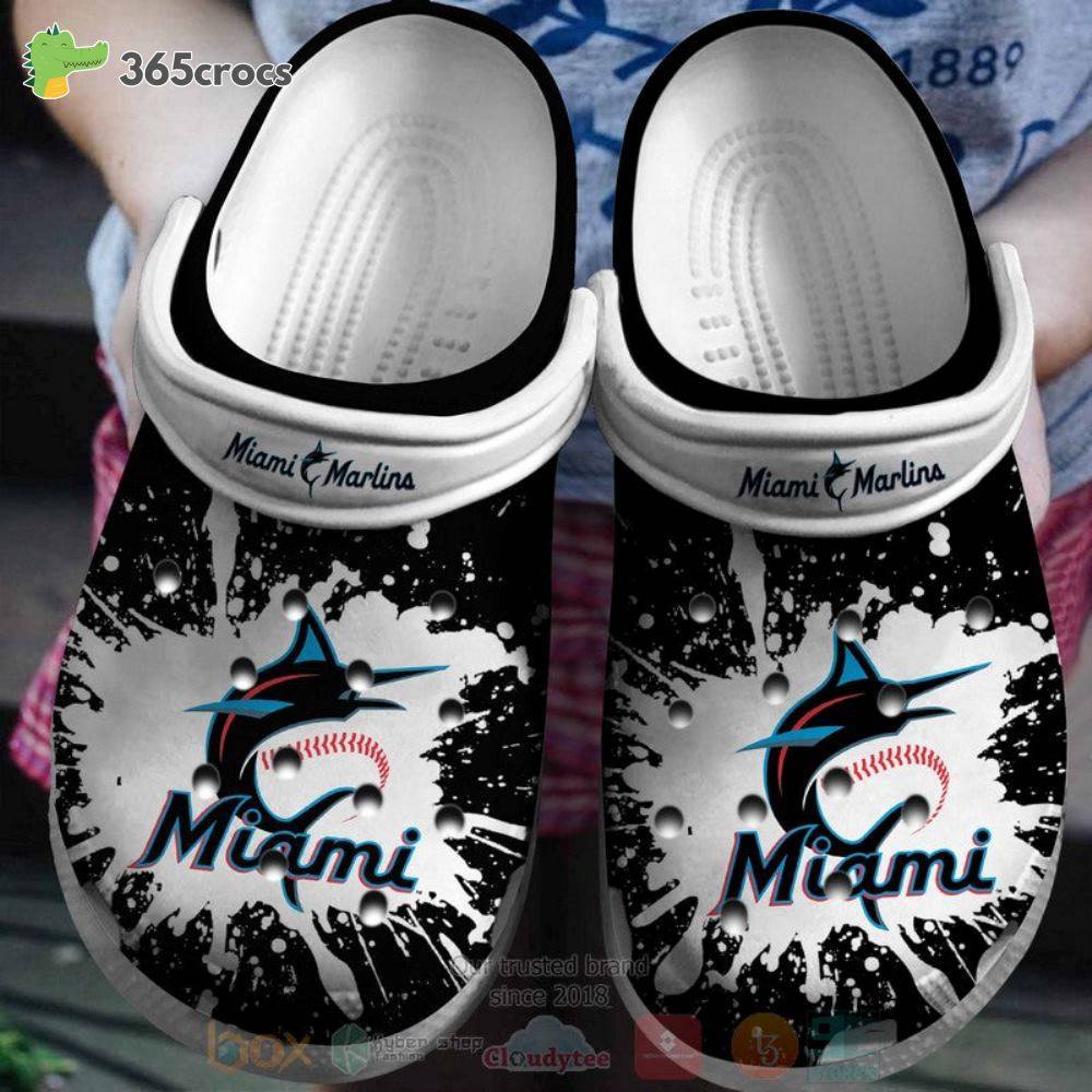 Miami Marlins Black-White Mlb Crocss Clog Shoes