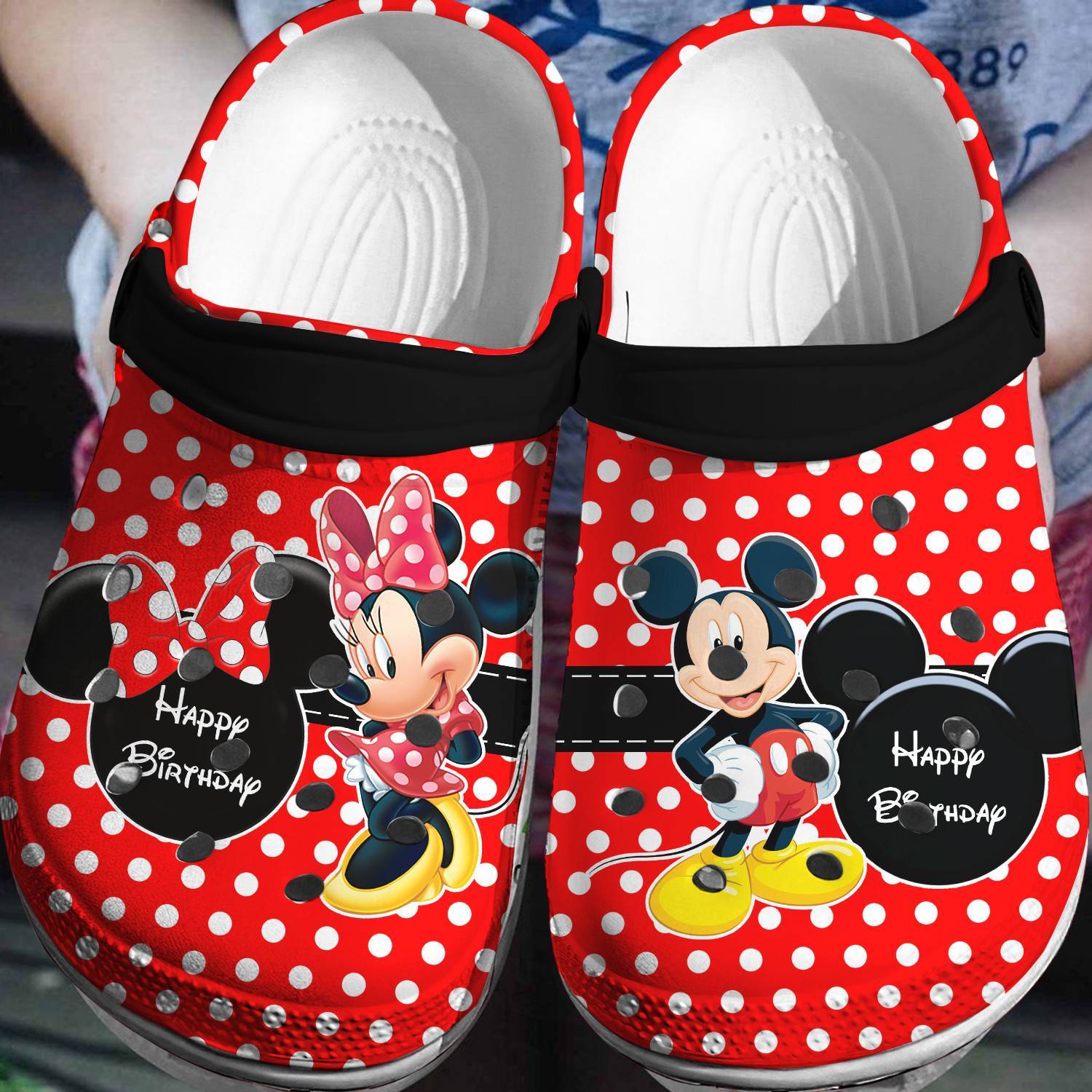 Mickey And Minnie Happy Birthday Crocss 3D Clog Shoes