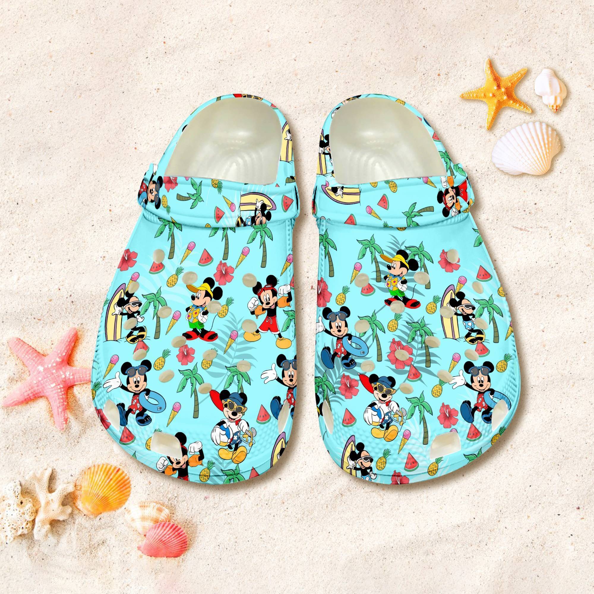 Mickey Hibiscus Tropical Summer Beach Clog Shoes Disneyland Vacation