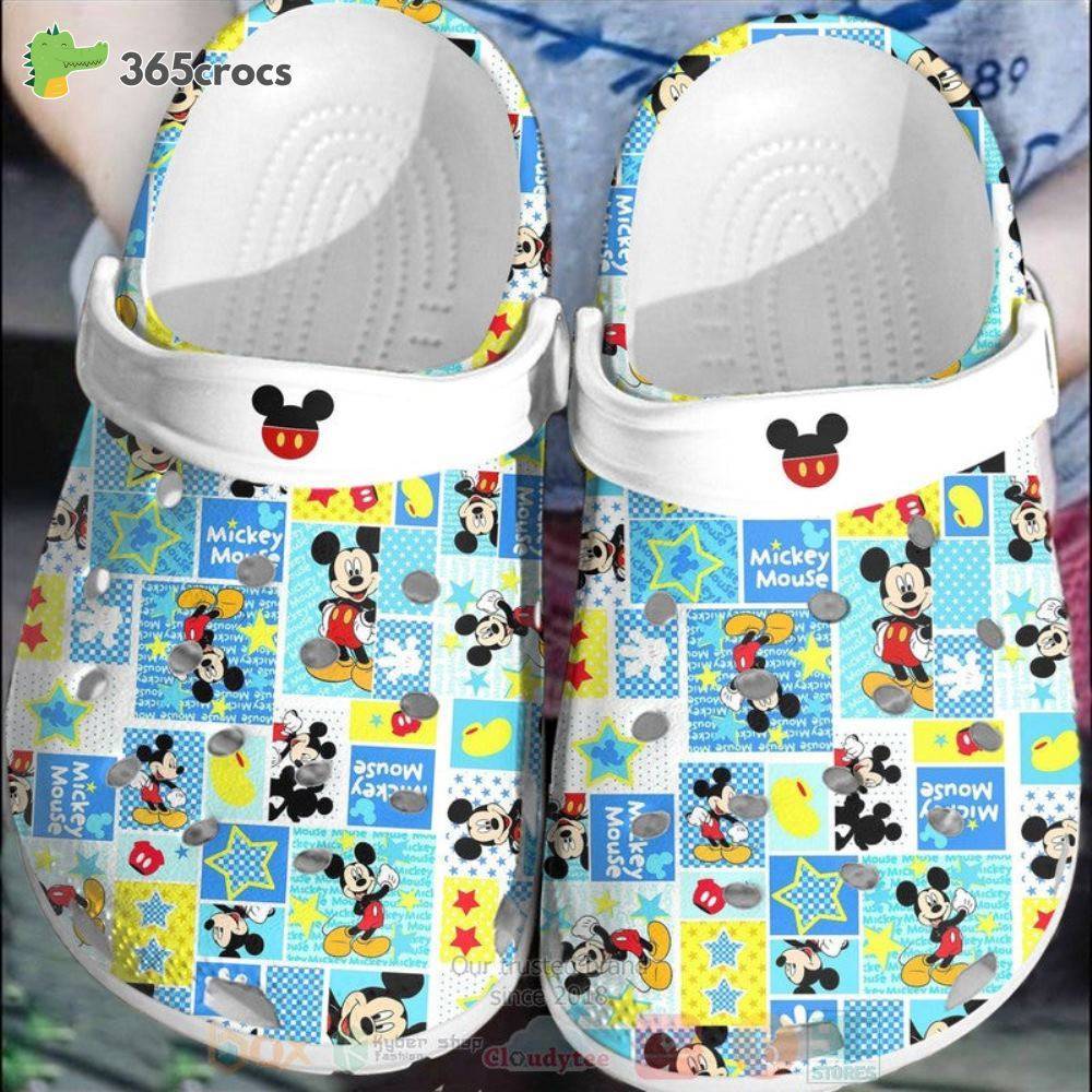 Mickey Mouse Blue-White Crocss Clog Shoes