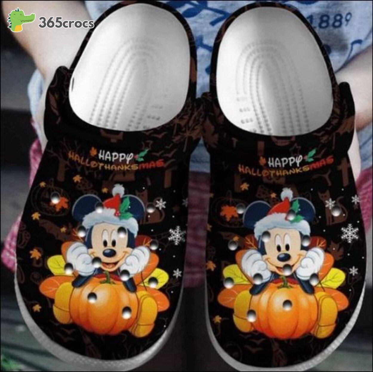 Mickey Mouse Happy Hallothanksmas Cartoon Crocss Shoes Clogs Custom Name