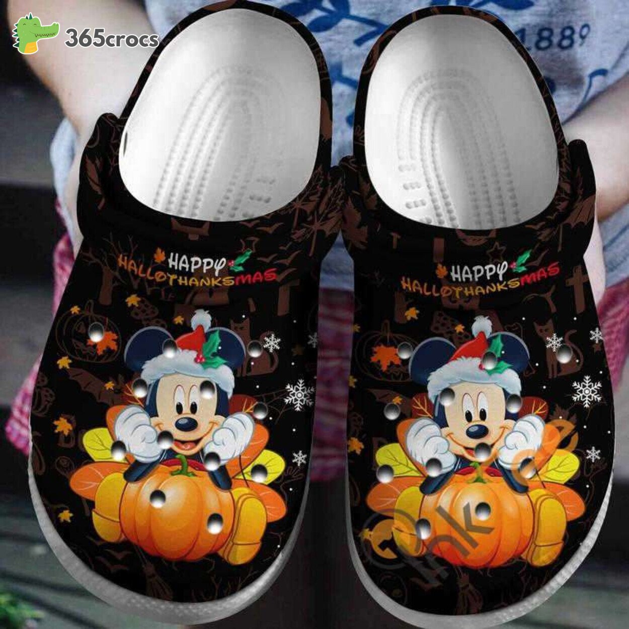 Mickey Mouse Happy Hallothanksmas Clogs Shoes For Thanksgiving